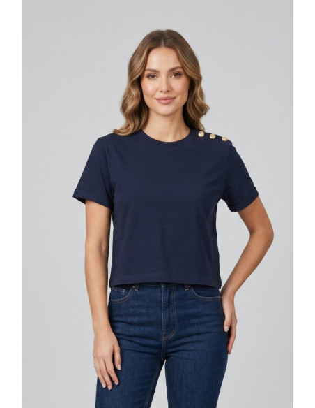 Blash t-shirt in cotone con bottoni sulla spalla BS1710013 [41b6baf6]