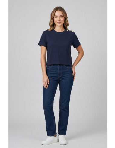 Blash t-shirt in cotone con bottoni sulla spalla BS1710013 [2f8d38ff]