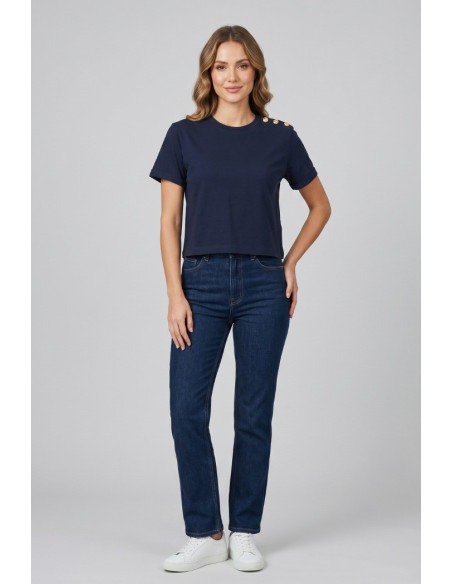 Blash t-shirt in cotone con bottoni sulla spalla BS1710013 [2f8d38ff]