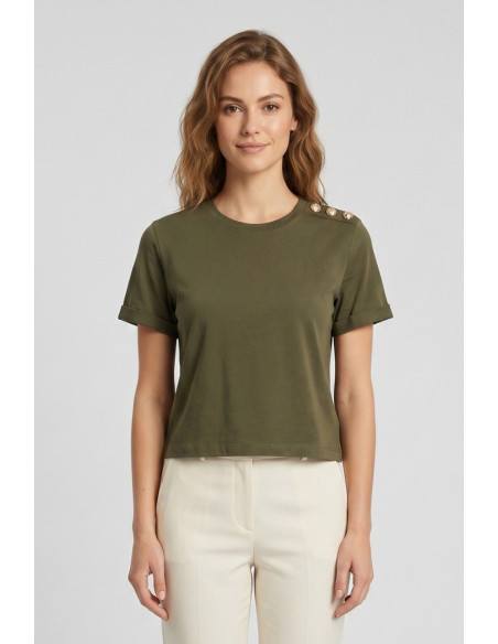 Blash t-shirt in cotone con bottoni sulla spalla BS1710013 [bbce6815]