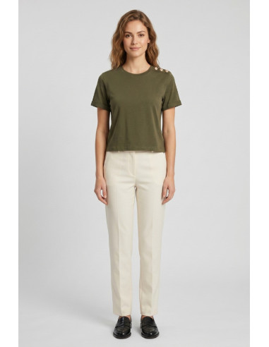 Blash t-shirt in cotone con bottoni sulla spalla BS1710013 [d5f5ea1c]