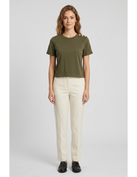 Blash t-shirt in cotone con bottoni sulla spalla BS1710013 [d5f5ea1c]