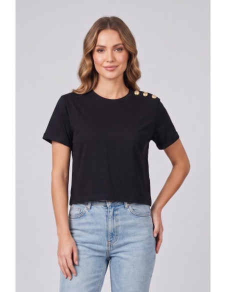 Blash t-shirt in cotone con bottoni sulla spalla BS1710013 [f1aab87c]