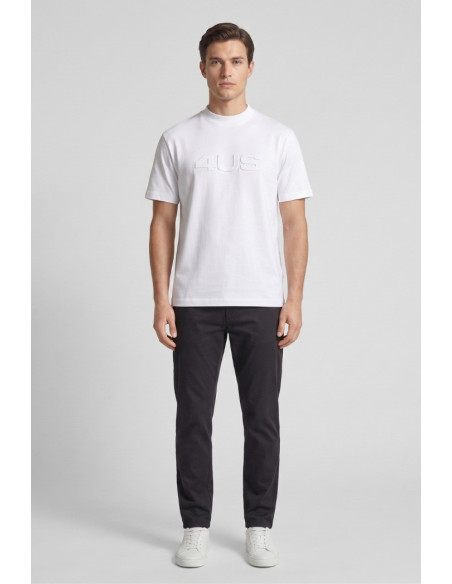 4US Paciotti t-shirt girocollo in cotone con logo a rilievo 4USTS1166 [65feb05e]