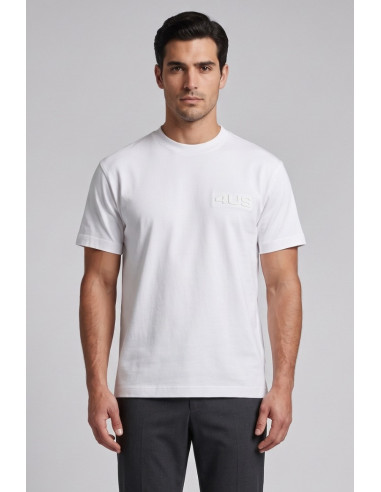4US Paciotti t-shirt girocollo in cotone con logo a rilievo 4USTS1135 [fbdf6261]