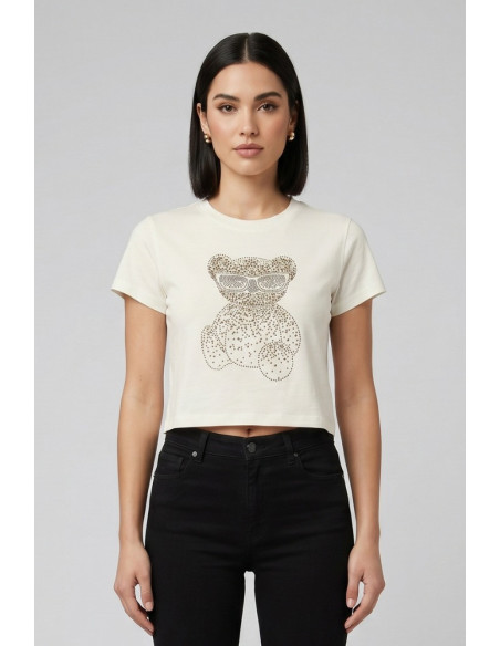 Blash t-shirt in cotone con stampa strass BS1710034 [6120c246]