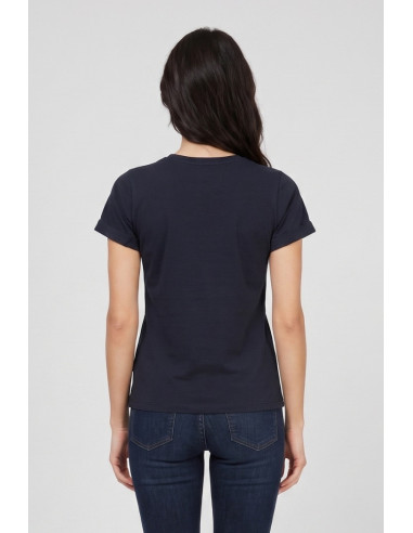 PDK t-shirt in cotone con taschino in pizzo 056932 [2b4fb1d5]