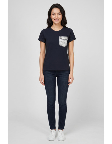 PDK t-shirt in cotone con taschino in pizzo 056932 [9c5270d1]