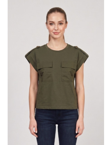 Markup t-shirt in cotone con martingala sulle spalle MW1610020 [54fa8cfc]