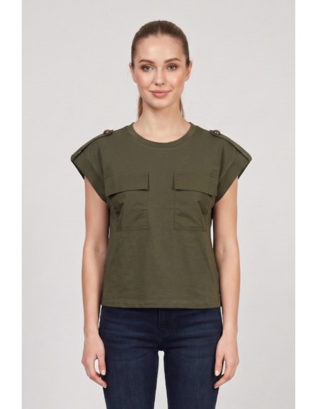 Markup t-shirt in cotone con martingala sulle spalle MW1610020 [54fa8cfc]