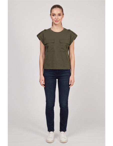 Markup t-shirt in cotone con martingala sulle spalle MW1610020 [3ac10ef5]