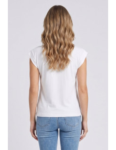 Fly Girl t-shirt giromanica in cotone stretch con stampa e strass 11694/03 [25dd3172] 2