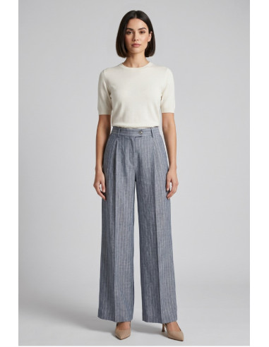 Fly Girl pantalone gessato in poliviscosa 31221/04 [3304402f]