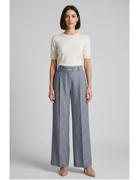 Fly Girl pantalone gessato in poliviscosa 31221/04 [3304402f]