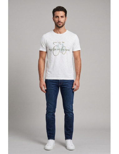 Guy t-shirt in jersey di cotone con orli vivi Cabrio120-sb M49891 [c4fbf29e]