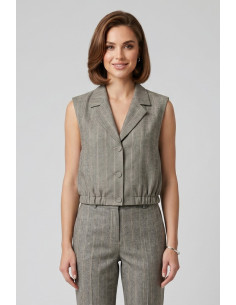 PDK gilet in misto lino e viscosa 057041 [eba5014c]
