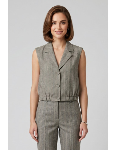 PDK gilet in misto lino e viscosa 057041 [eba5014c]