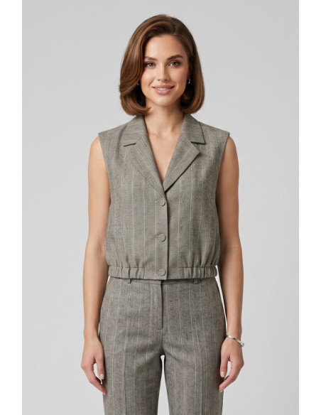 PDK gilet in misto lino e viscosa 057041 [eba5014c]