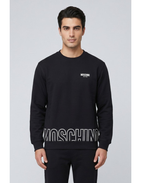 Moschino felpa girocollo in cotone con stampa logo sul fondo V1A1711-4418 [aa6f69fb]