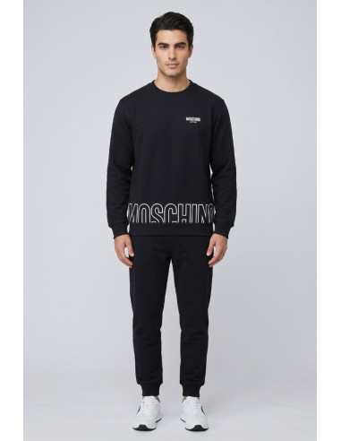 Moschino felpa girocollo in cotone con stampa logo sul fondo V1A1711-4418 [c454ebf2]