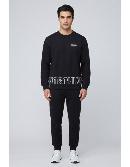Moschino felpa girocollo in cotone con stampa logo sul fondo V1A1711-4418 [c454ebf2]