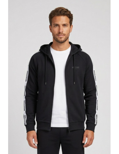 Moschino felpa in cotone stretch con zip e bande logate V1A1782-4409 [f23ca155]