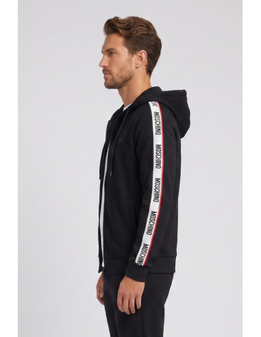Moschino felpa in cotone stretch con zip e bande logate V1A1782-4409 [2b1ae258]