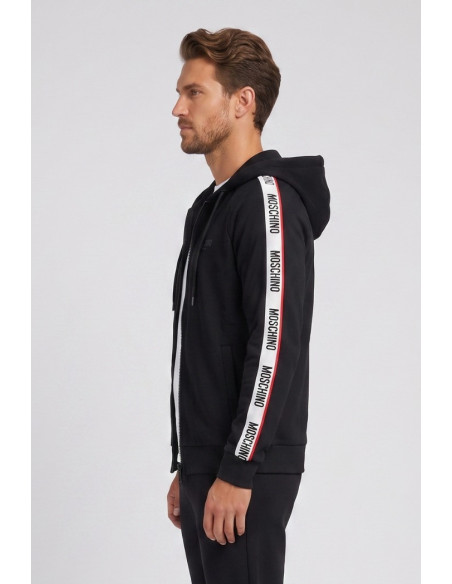 Moschino felpa in cotone stretch con zip e bande logate V1A1782-4409 [2b1ae258]