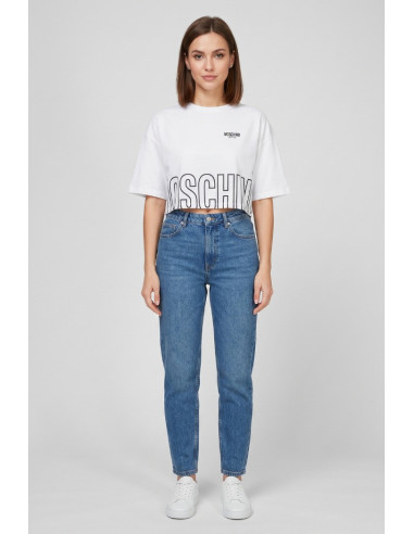 Moschino t-shirt cropped con stampa logo sul fondo V6A0712-4419 [8fb1cd51]
