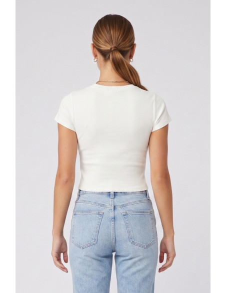 Moschino t-shirt in cotone stretch con logo strass V6A0711-4420 [508ed414]