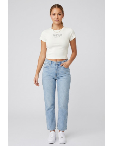 Moschino t-shirt in cotone stretch con logo strass V6A0711-4420 [e7931510]