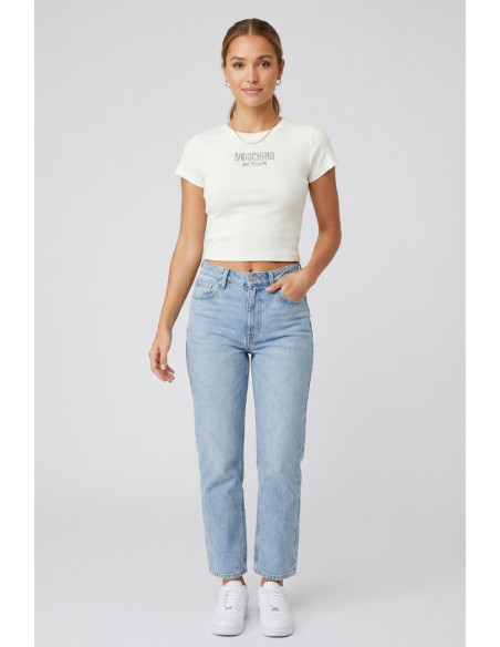 Moschino t-shirt in cotone stretch con logo strass V6A0711-4420 [e7931510]