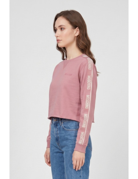 Moschino felpa girocollo cropped delavè con bande logate V6A1708-4436 [515694a5]