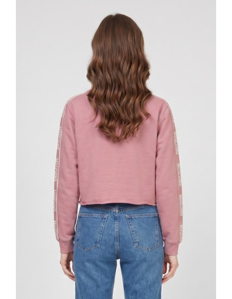 Moschino felpa girocollo cropped delavè con bande logate V6A1708-4436 [e64b55a1]