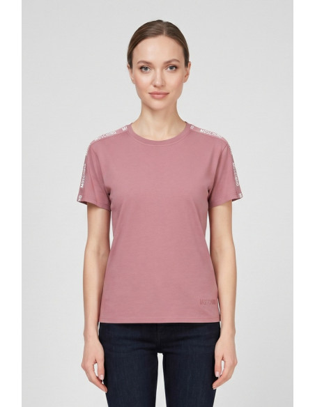 Moschino t-shirt in cotone delavè con bande logate V6A0703-4437 [576ad3b9]