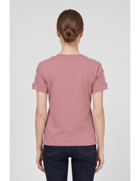 Moschino t-shirt in cotone delavè con bande logate V6A0703-4437 [395151b0]
