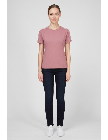 Moschino t-shirt in cotone delavè con bande logate V6A0703-4437 [3c0116ae]