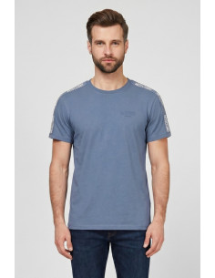 Moschino t-shirt in cotone delavè con bande logate V1A0702-4437 [6503d41b]