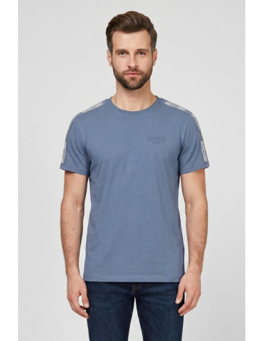 Moschino t-shirt in cotone delavè con bande logate V1A0702-4437 [6503d41b]