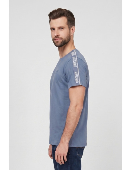 Moschino t-shirt in cotone delavè con bande logate V1A0702-4437 [bc259716]