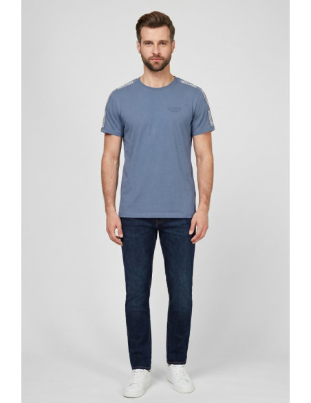 Moschino t-shirt in cotone delavè con bande logate V1A0702-4437 [0e68110c]