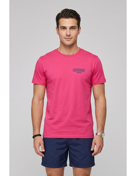 Moschino t-shirt in jersey di cotone con stampa logo V3A0701-9421 [a1f5663b]