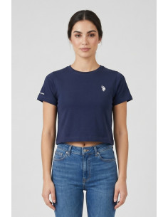 US Polo ASSN t-shirt cropped in jersey con logo ricamato Liby US43354024 [078c6192]