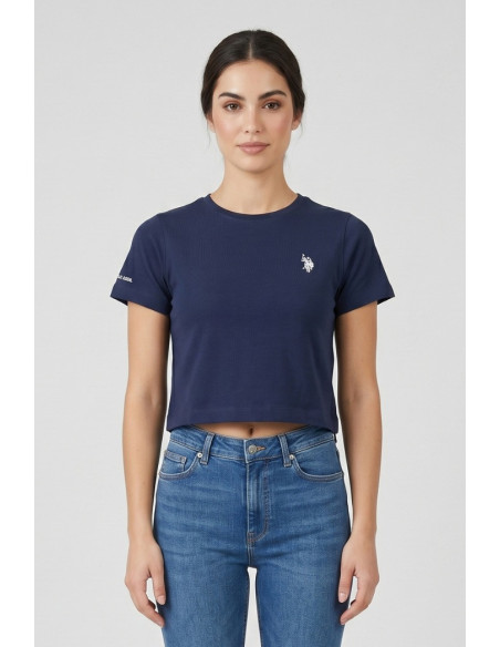 US Polo ASSN t-shirt cropped in jersey con logo ricamato Liby US43354024 [078c6192]