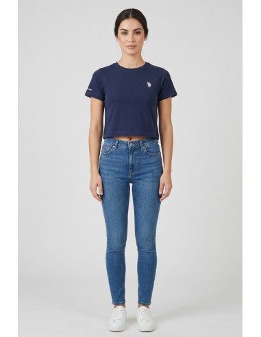 US Polo ASSN t-shirt cropped in jersey con logo ricamato Liby US43354024 [69b7e39b]