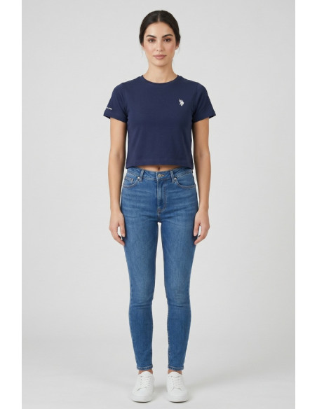 US Polo ASSN t-shirt cropped in jersey con logo ricamato Liby US43354024 [69b7e39b]
