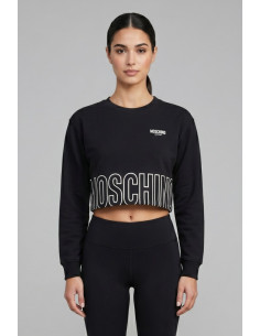 Moschino felpa girocollo cropped con stampa logo sul fondo V6A1721-4418 [9b59de01]