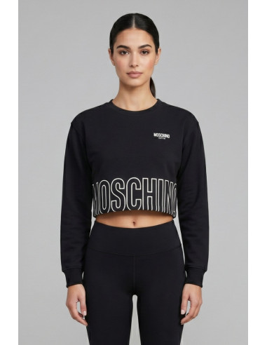 Moschino felpa girocollo cropped con stampa logo sul fondo V6A1721-4418 [9b59de01]