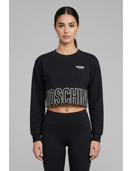 Moschino felpa girocollo cropped con stampa logo sul fondo V6A1721-4418 [9b59de01]