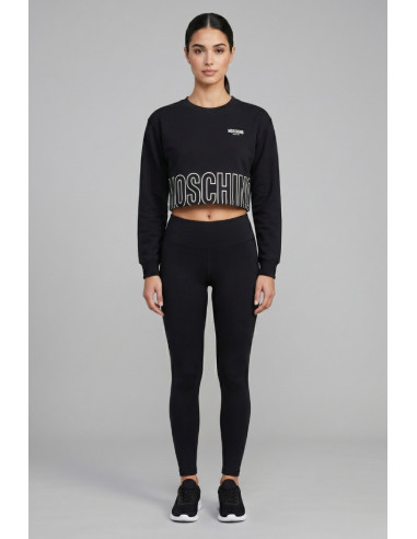 Moschino felpa girocollo cropped con stampa logo sul fondo V6A1721-4418 [f5625c08]
